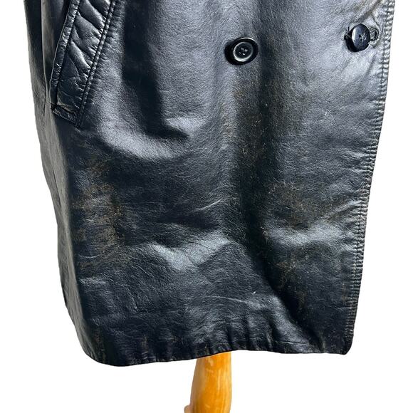 Pelle Studio Wilson's Leather VTG 90s Trench Coat FLAW Black Womens Small - Picture 4 of 9